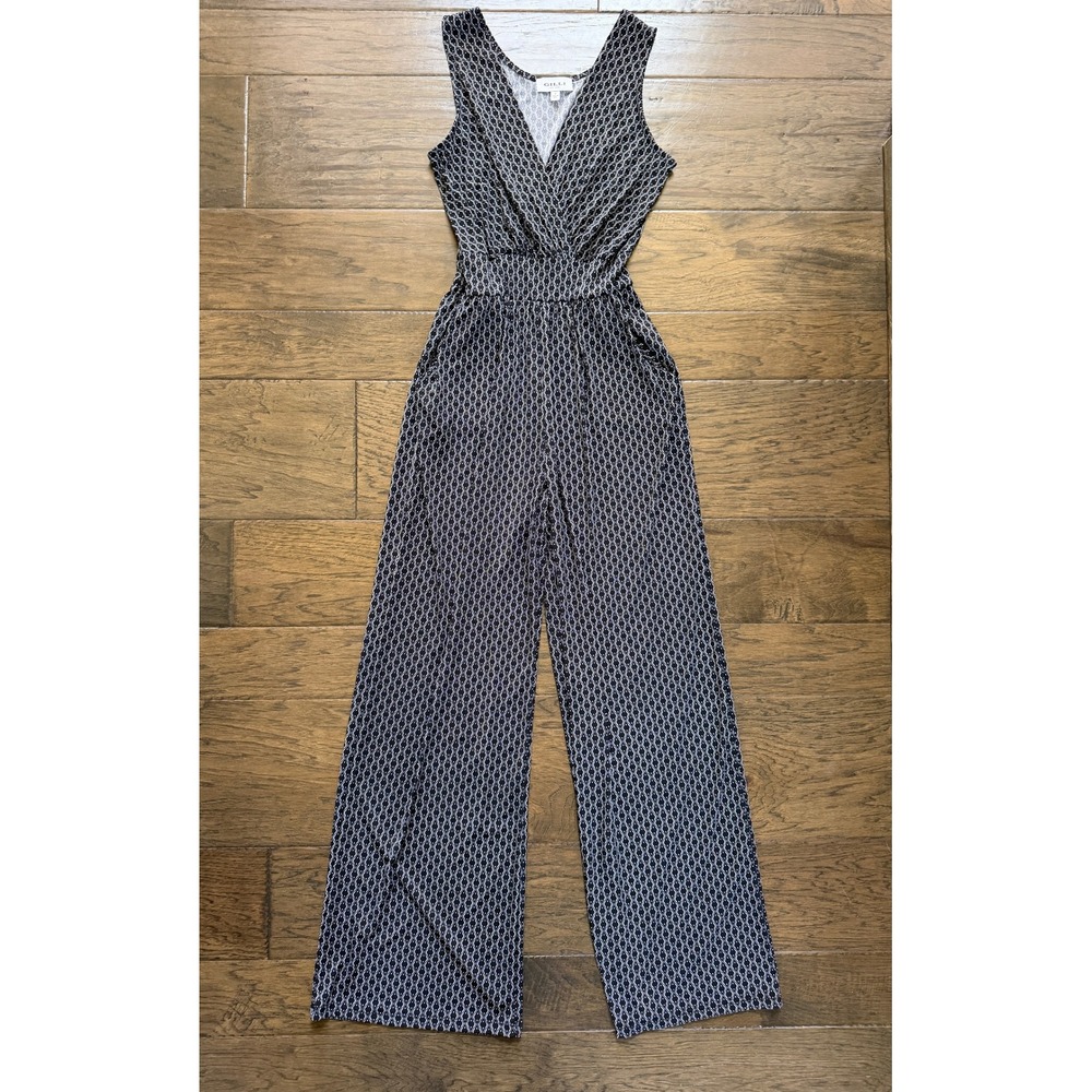 Gilli Women's Sleeveless Patterned Jumpsuit size Small Utility Chic